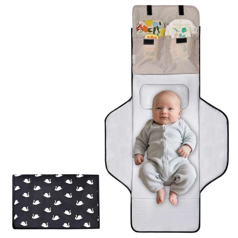 outtip 31" X 24.2" Extra Long Large Lightweight Toddler Diaper Changing Pad Travel, Cute Design 1-36 Month Infant Foldable Baby Changing Mat Wipeable, Changing Pad Portable for Station, Car, Stroller - Image 1